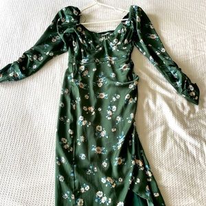 Astr wedding guest dress; size S; green flower print